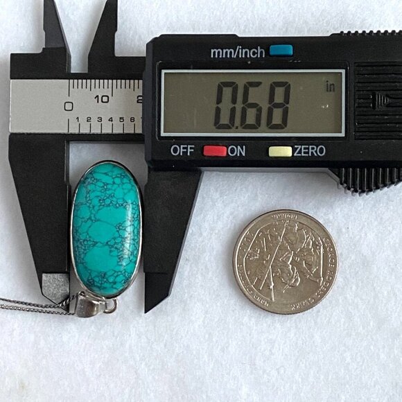 Sterling Silver 925 Oval Dyed Howlite Faux Turquoise Necklace & Earring Set - Picture 15 of 16